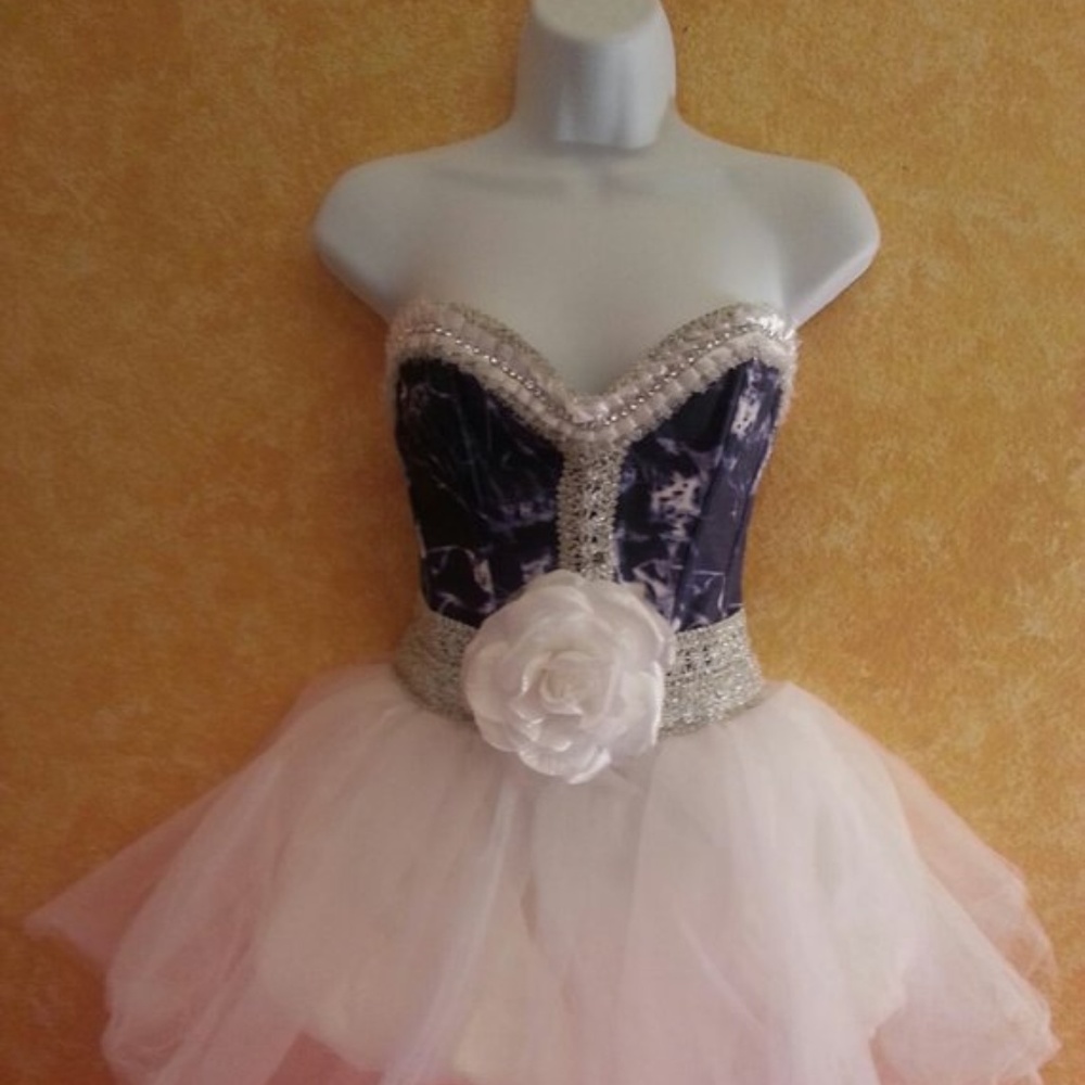 Denim & Diamonds Corset Tulle Tutu Dress/Skirt Set - Picture 1 of 6
